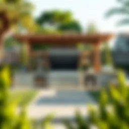 A beautifully designed modular grill station in an outdoor setting