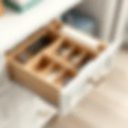 Elegant drawer divider arrangement showcasing various compartments
