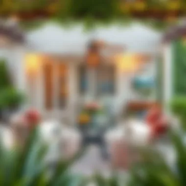 Cozy Outdoor Lounge Area Cozy outdoor lounge area with beautiful table set