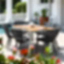 Elegant outdoor dining table set with stylish chairs
