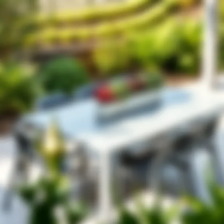 Modern Outdoor Furniture Table Set Modern outdoor furniture table set in a garden