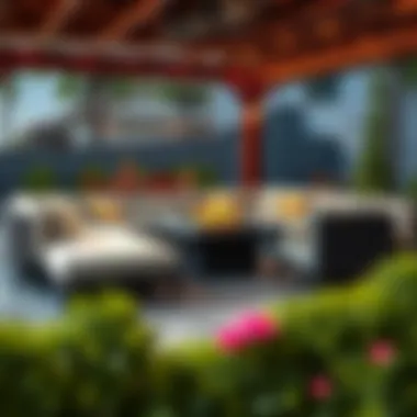 Outdoor Sofa by the Fire Pit Outdoor sofa with chaise lounge beside a stylish fire pit