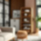 Stylish rattan tiered storage unit showcasing elegant design