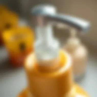 Close-up of innovative dispensing mechanism in a soap bottle