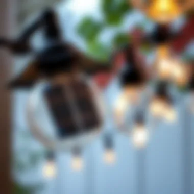 Detailed View of Integrated Solar Panel in Outdoor Lighting Close-up of solar panel integrated into decorative outdoor lighting