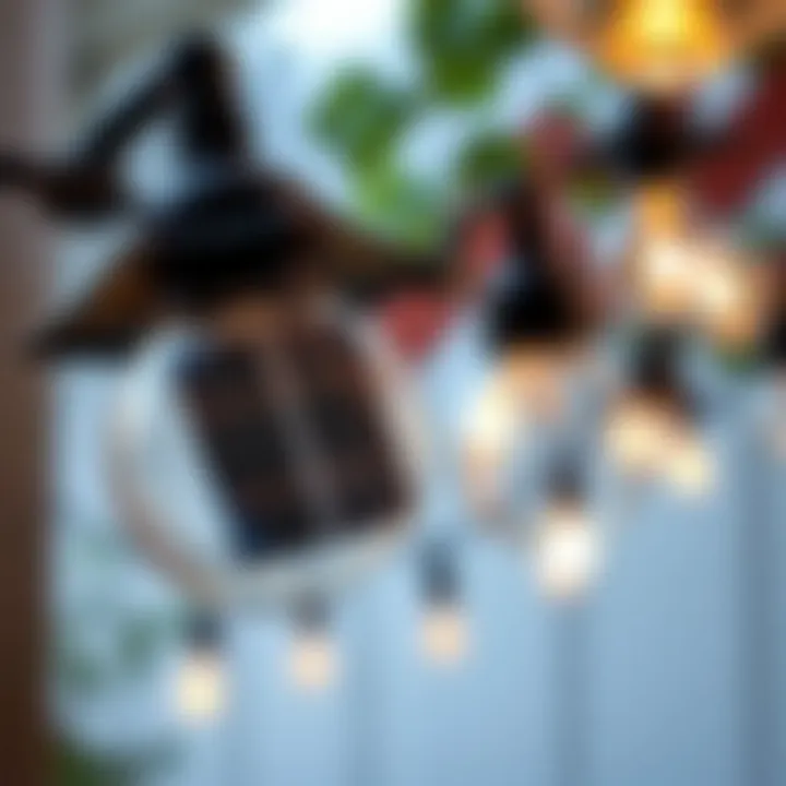 Detailed View of Integrated Solar Panel in Outdoor Lighting Close-up of solar panel integrated into decorative outdoor lighting