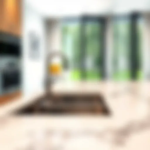 Seamless Integration of Stainless Steel Sink and Countertop Elegant stainless steel sink integrated with countertop