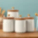 Elegant ceramic storage canisters with wooden lids