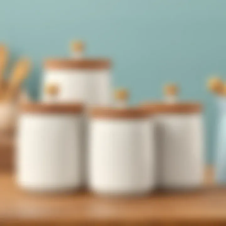 Elegant ceramic storage canisters with wooden lids