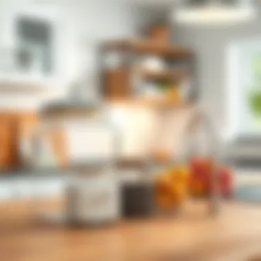 Stylish glass storage canisters in a modern kitchen