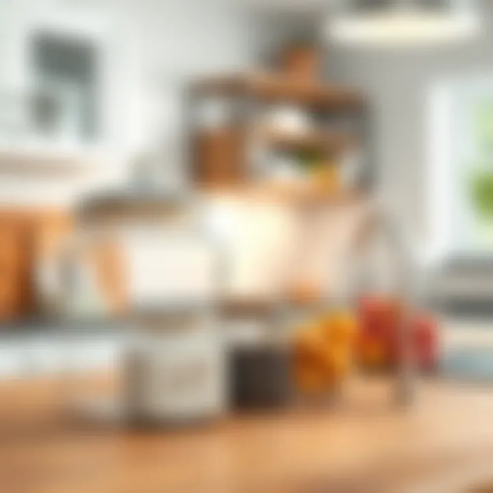 Stylish glass storage canisters in a modern kitchen