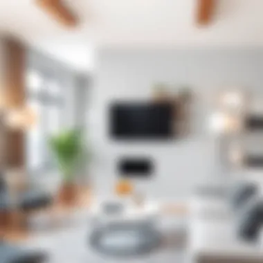 Swivel wall mount shelf integrated into a contemporary living space