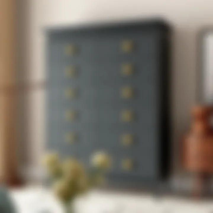 Elegant tall dresser with deep drawers showcasing modern design