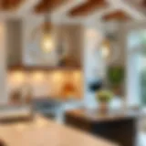 Elegant clear glass globe pendant light illuminating a modern kitchen