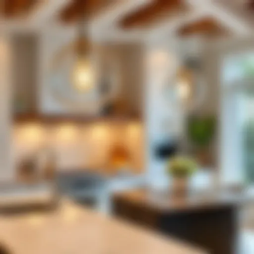 Elegant clear glass globe pendant light illuminating a modern kitchen