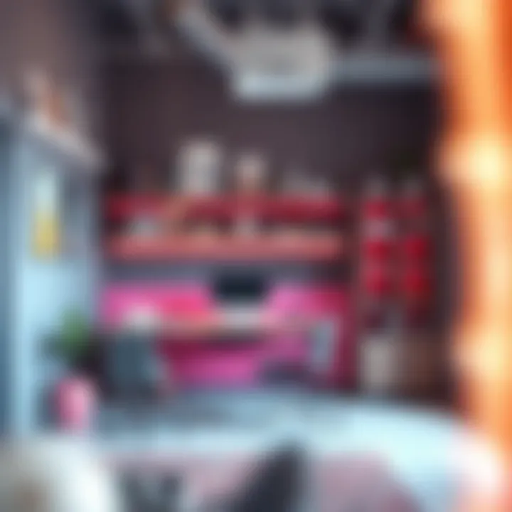 Modern Workspace with Pink Bottom Fitted Accents Modern workspace with pink bottom fitted accents