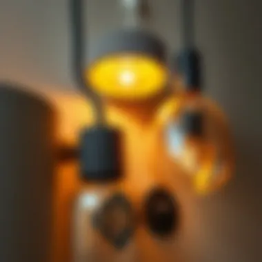 Close-up view of different materials used in minimalist wall lighting