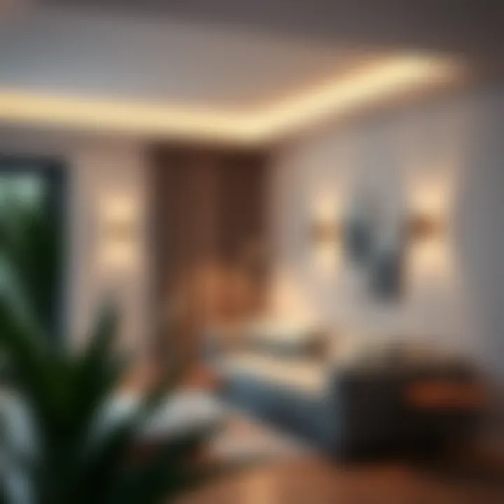 Stylish minimalist wall lights enhancing the ambiance of a cozy room