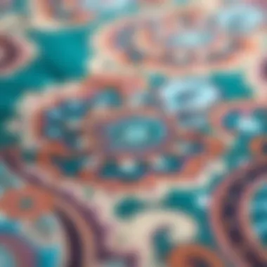 Close-up of intricate paisley fabric texture