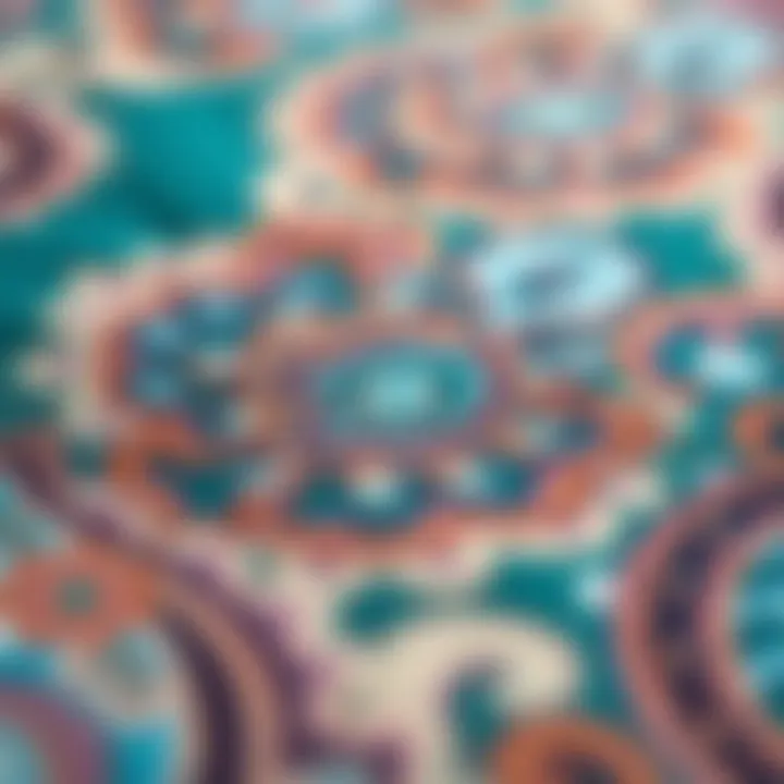 Close-up of intricate paisley fabric texture
