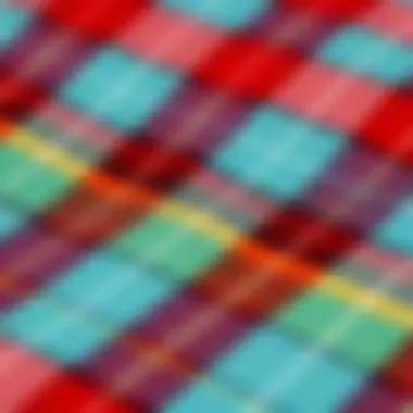 Texture and Color of Plaid Close-up of vibrant plaid fabric showcasing texture and color blend.