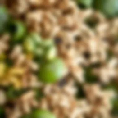 Close-up of different materials used in fake wreaths