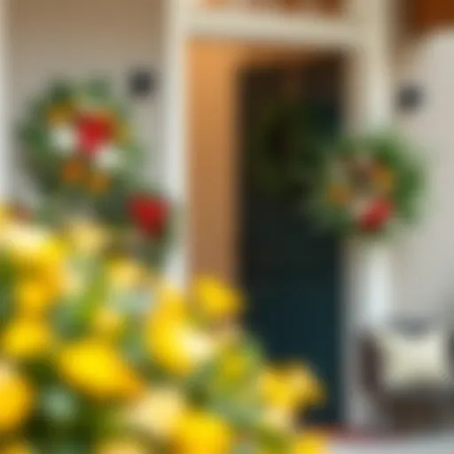 Stunning arrangement of synthetic wreaths displayed on a door