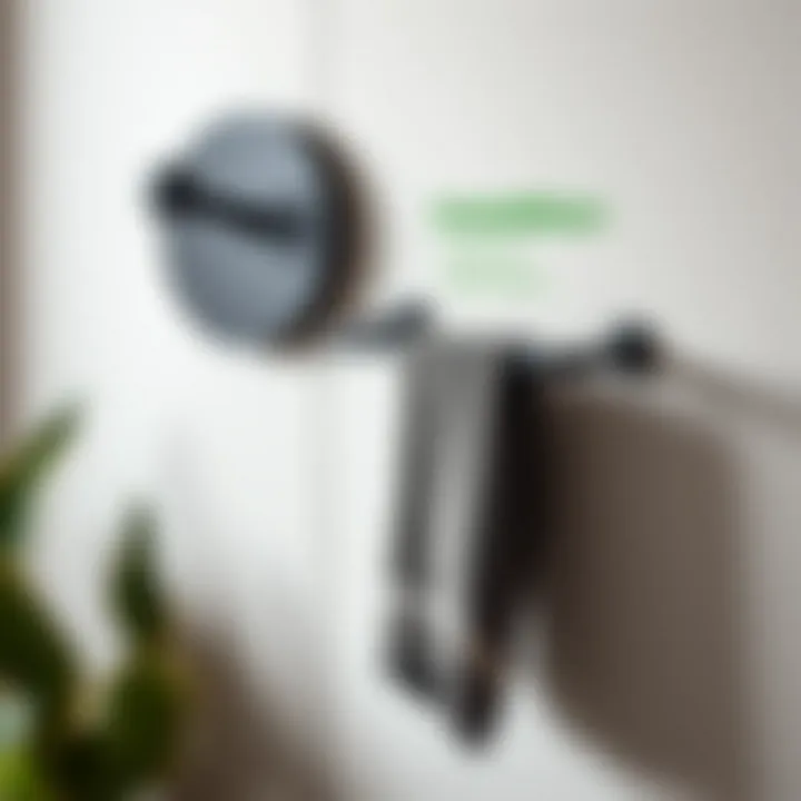 Installation of Black Towel Holder Installation process of a black towel holder on wall