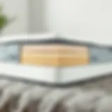 Cross-section of a one-inch memory foam queen mattress showcasing layers and material quality.