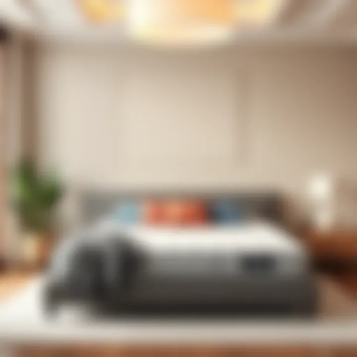 A serene bedroom featuring a one-inch memory foam queen mattress on a well-styled bed.