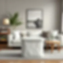 Elegant linen hamper liner in a stylish living room setting