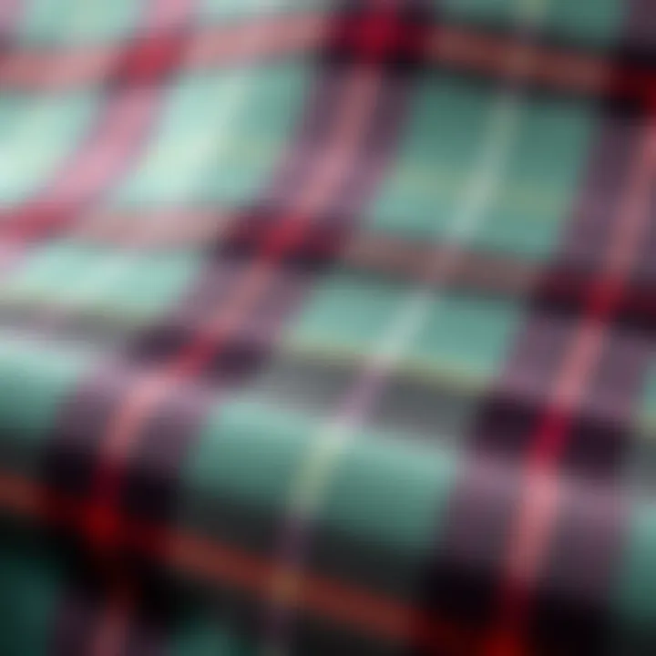 Intricate Tartan Fabric Texture Close-up of intricate tartan fabric texture.