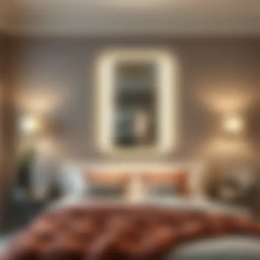 Elegant Light Mirror in Bedroom Design Elegant light mirror enhancing bedroom aesthetics