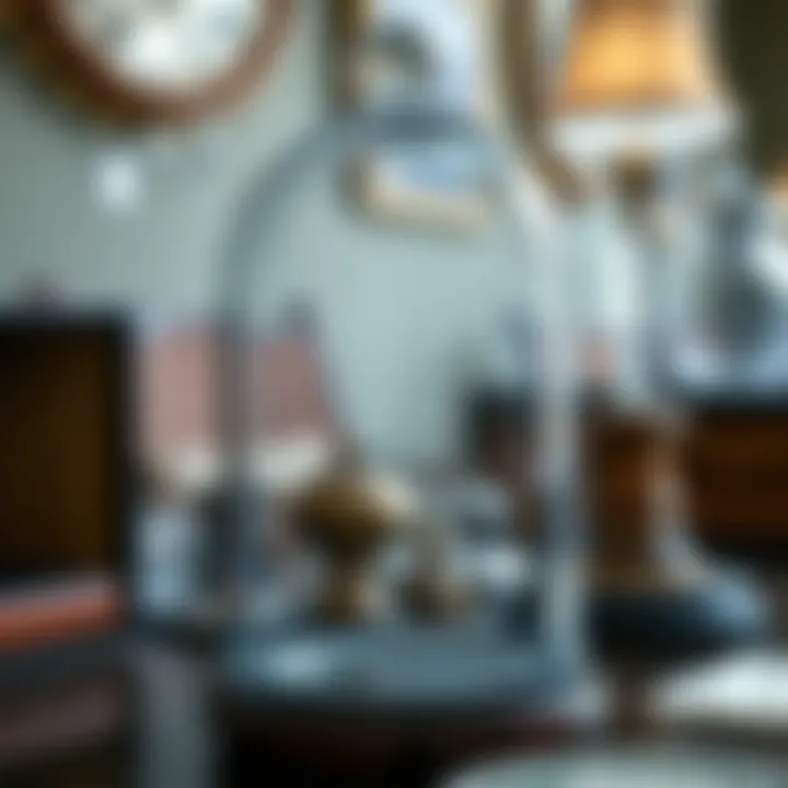 Artistic Glass Dome Bell Jar with Vintage Collectibles Artistic display of a glass dome bell jar with vintage collectibles