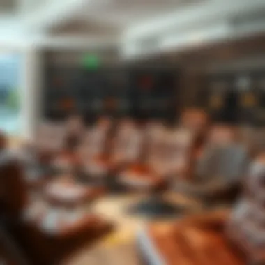 Variety of Leather Spinny Chairs Variety of leather spinny chairs displayed in an interior design showroom.