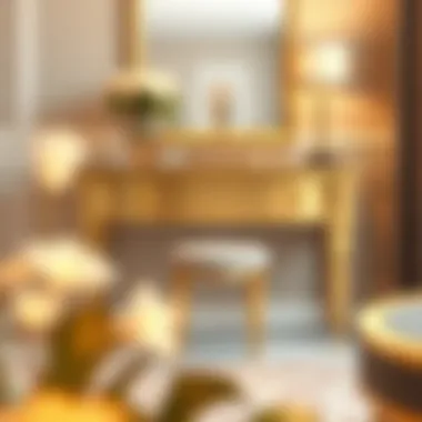 Stylish gold vanity showcasing modern interior decor