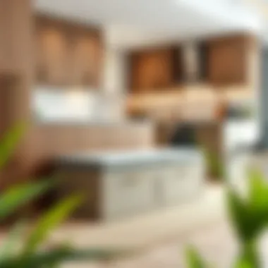 Modern Storage Bench in Kitchen Elegant storage bench with a modern design in a kitchen setting