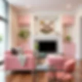 Stylish pink storage bins in a contemporary living room setting