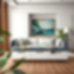 Elegant long bench with storage in a modern living room