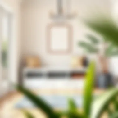 Functional long bench used as a decorative piece in an entryway