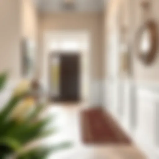 Elegant Entryway with Narrow Welcome Mat Elegant narrow welcome mat placed at an entryway