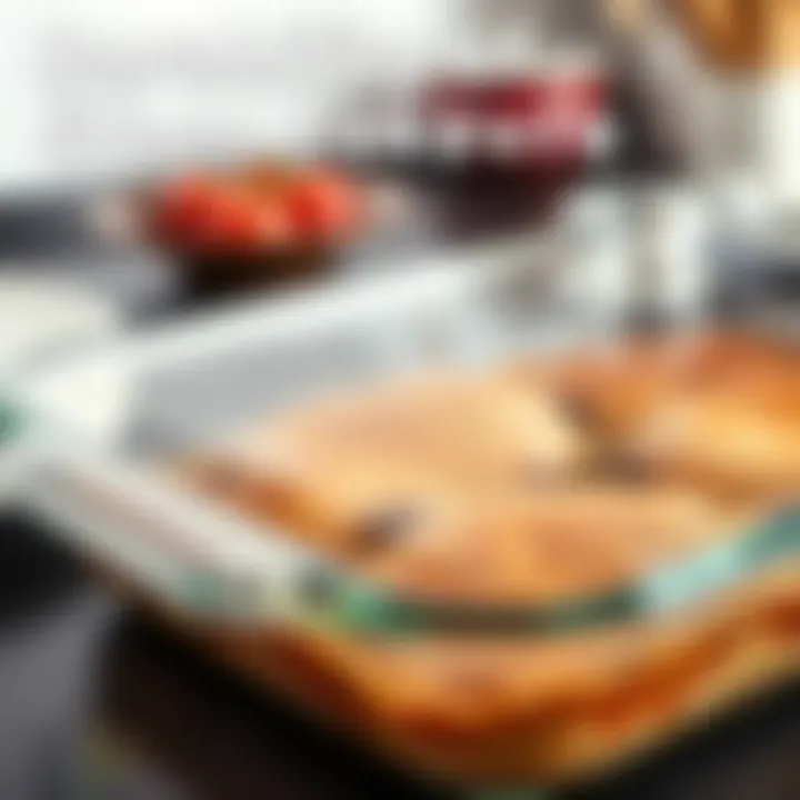 Close-up of a glass baking dish with lid highlighting durability