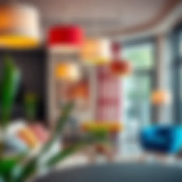 Diversity of Styles in Modern Interiors Diverse styles of skinny lamp shades in a vibrant interior