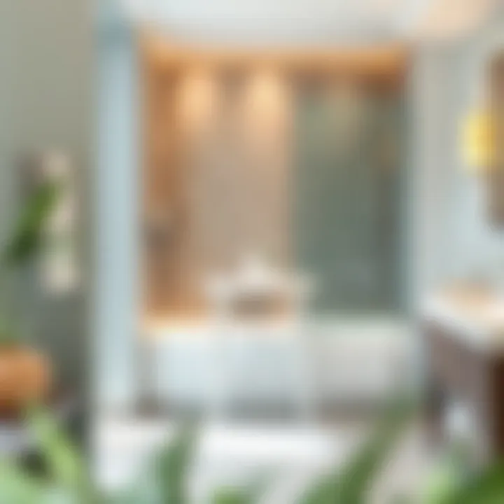 Compact small shower table in a contemporary bathroom setting