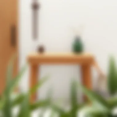 Stylish small shower table made of natural materials