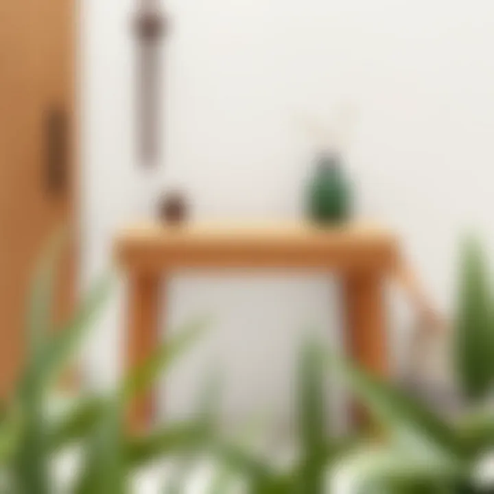 Stylish small shower table made of natural materials