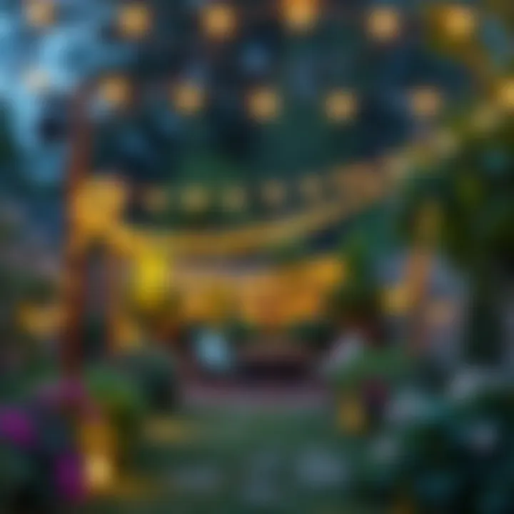 Enchanting outdoor string lights illuminating a garden setting