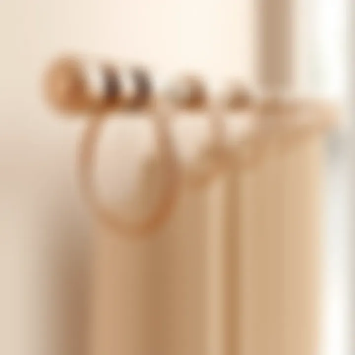 Close-up of wire cable curtain rod installation