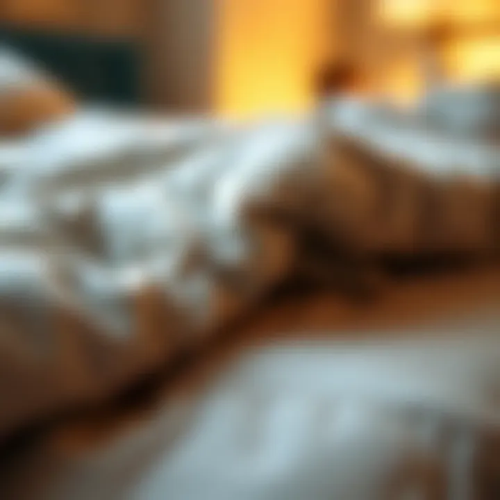 Textural Detail of Weighted Light Blanket Close-up of a weighted light blanket showcasing its texture and stitching