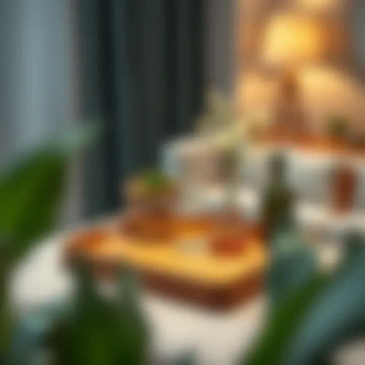 Elegant wooden topper tray with decorative items